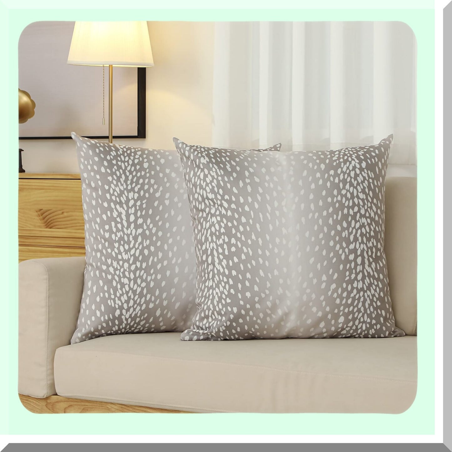 Fawn Linen Antelope Pillow Covers - Set of 2, 26x26 Inch Soft Animal Print Euro Throw Pillow Cases for Couch Sofa Bedroom Decor - Purple Accent