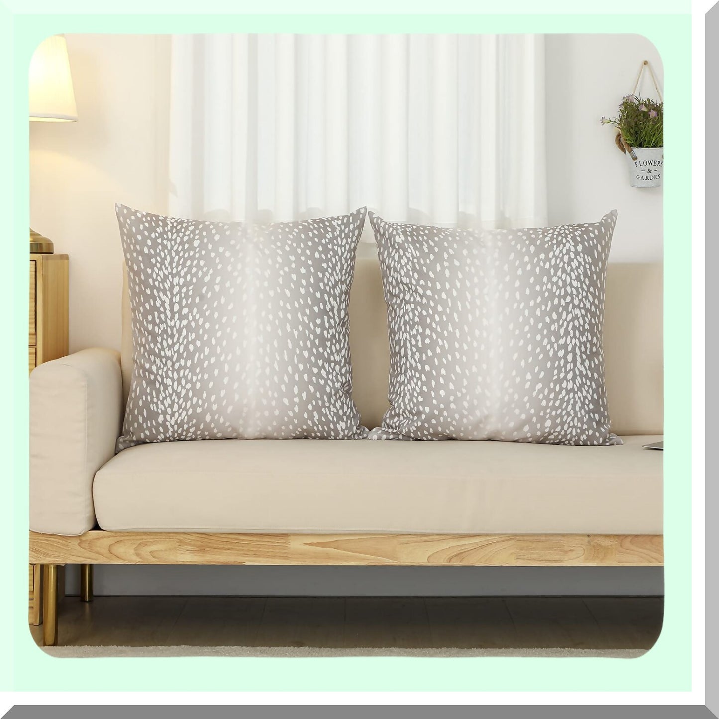 Fawn Linen Antelope Pillow Covers - Set of 2, 26x26 Inch Soft Animal Print Euro Throw Pillow Cases for Couch Sofa Bedroom Decor - Purple Accent