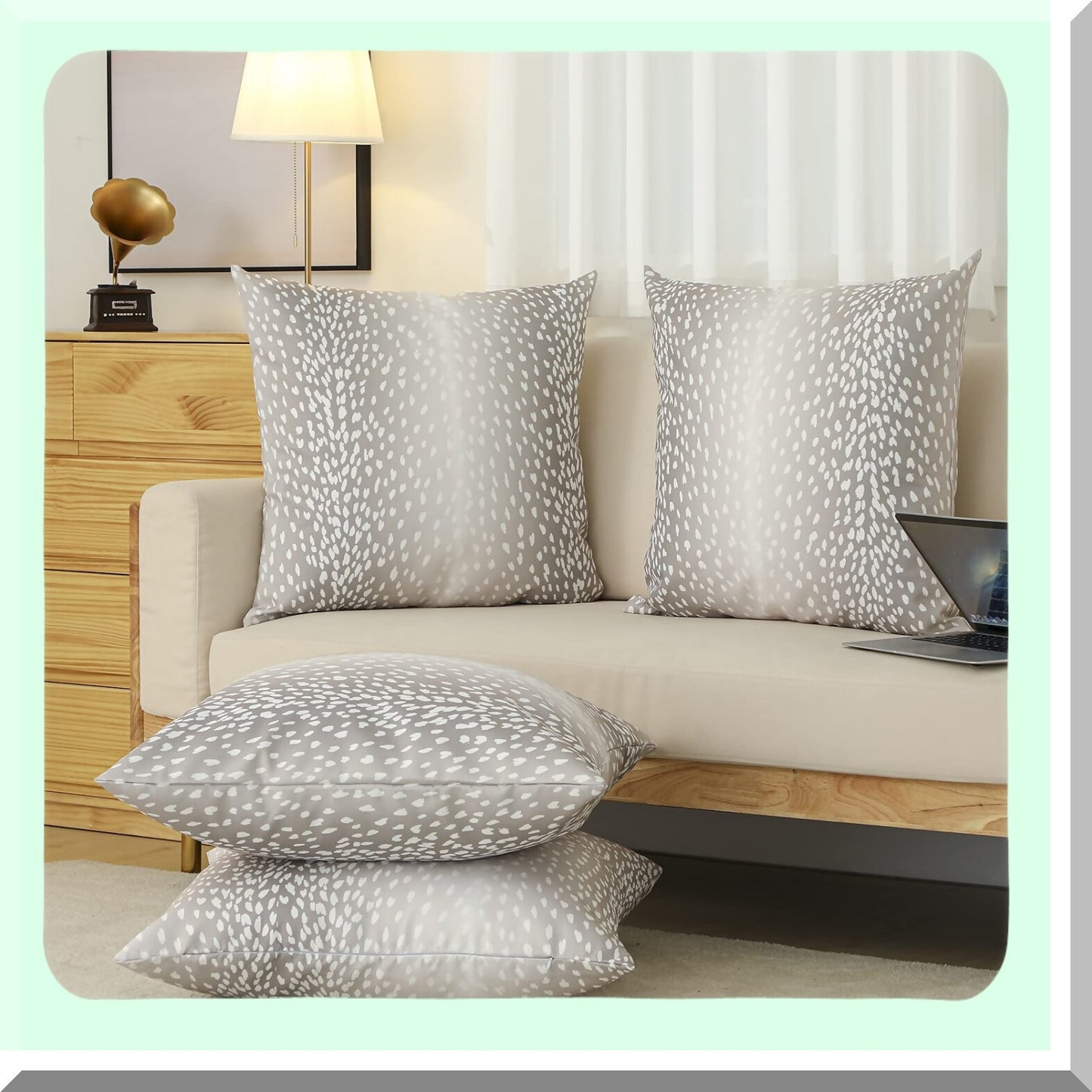 Fawn Linen Antelope Pillow Covers - Set of 2, 26x26 Inch Soft Animal Print Euro Throw Pillow Cases for Couch Sofa Bedroom Decor - Purple Accent