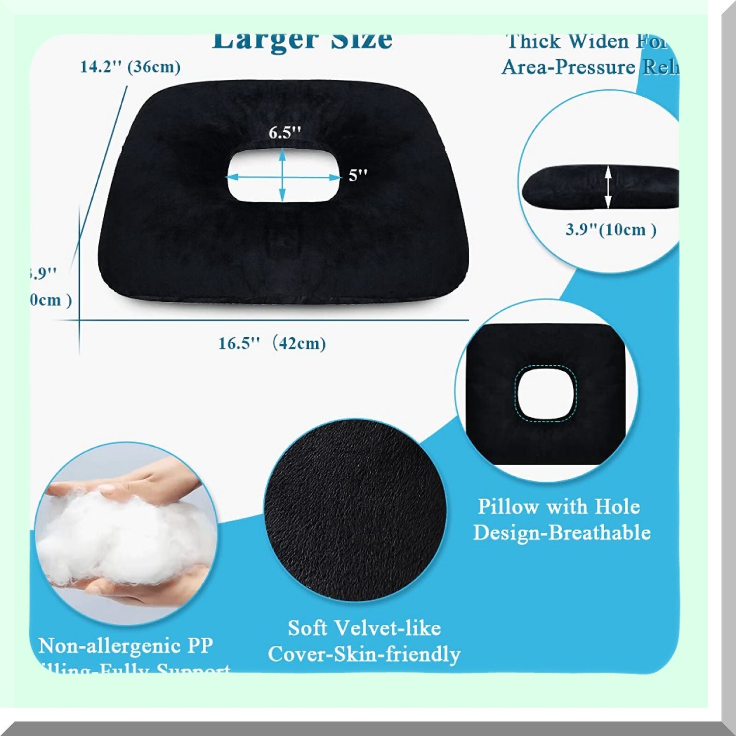 OrthoComfort Donut Seat Pillow - Relief for Hemorrhoids, Sciatica, Pregnancy, Tailbone Pain. Orthopedic Foam Cushion for Postpartum, Hip Surgery, Back Pain. Large Size for Comfortable Sitting and Sleeping. Ideal for Medical and Hospital Use.