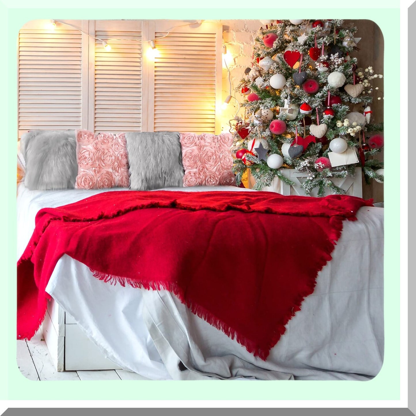 Rose Bloom 3D Pillow Covers - Set of 4 | Soft Square Throw Pillow Covers 16x16 Inch for Sofa, Bedroom, Car | Pink & Gray Floral Design