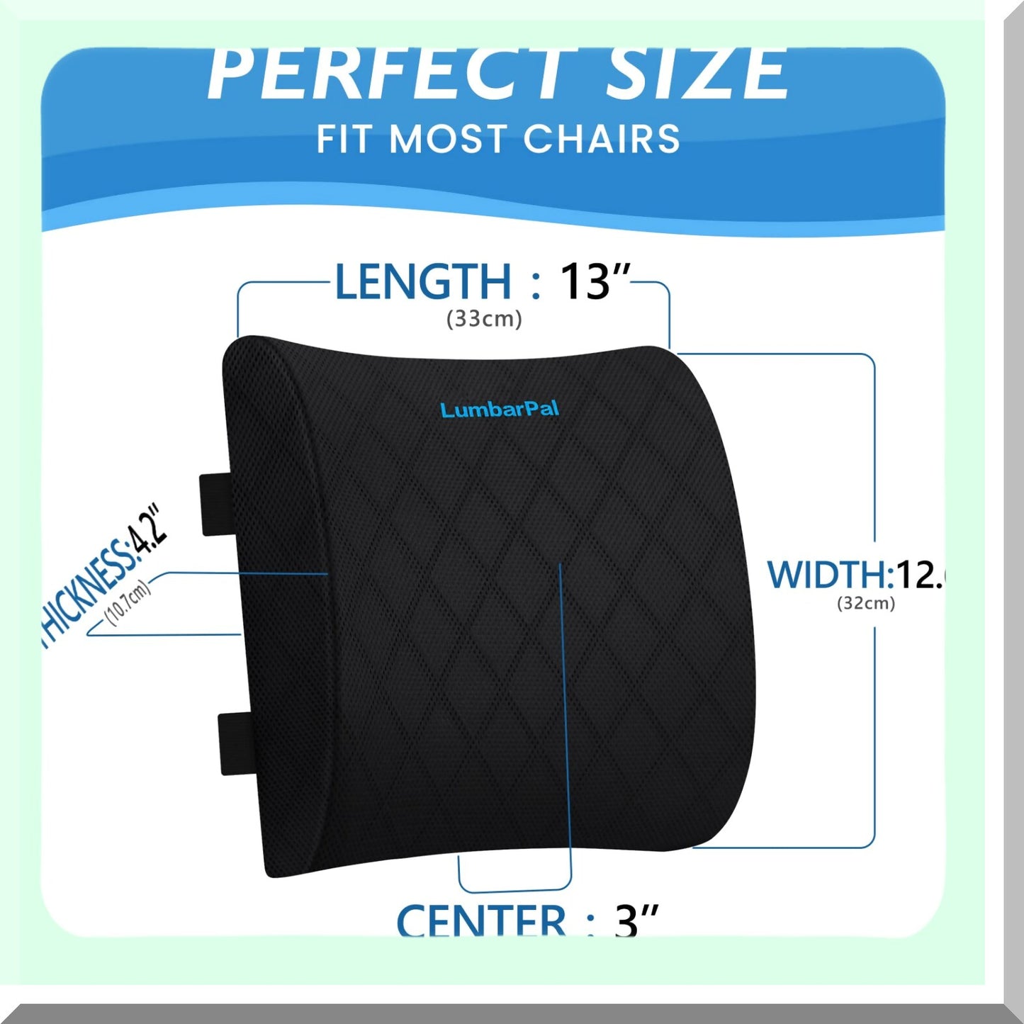 ErgoFlex Lumbar Support Pillow - Memory Foam Back Support Cushion for Office Chair, Car, Gaming - Adjustable Straps, Improve Posture, Relieve Back Pain - Black