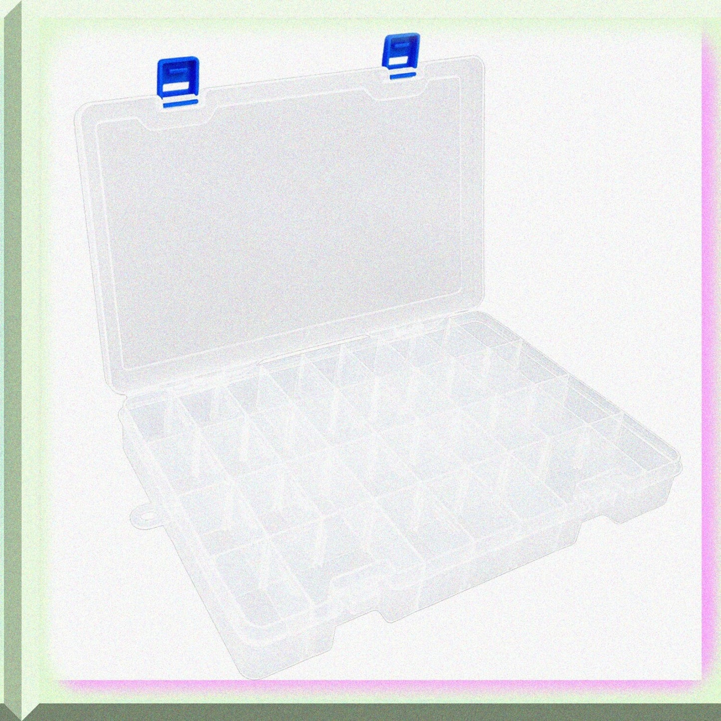 Plastic Organizer Container with 34 Adjustable Dividers, White
