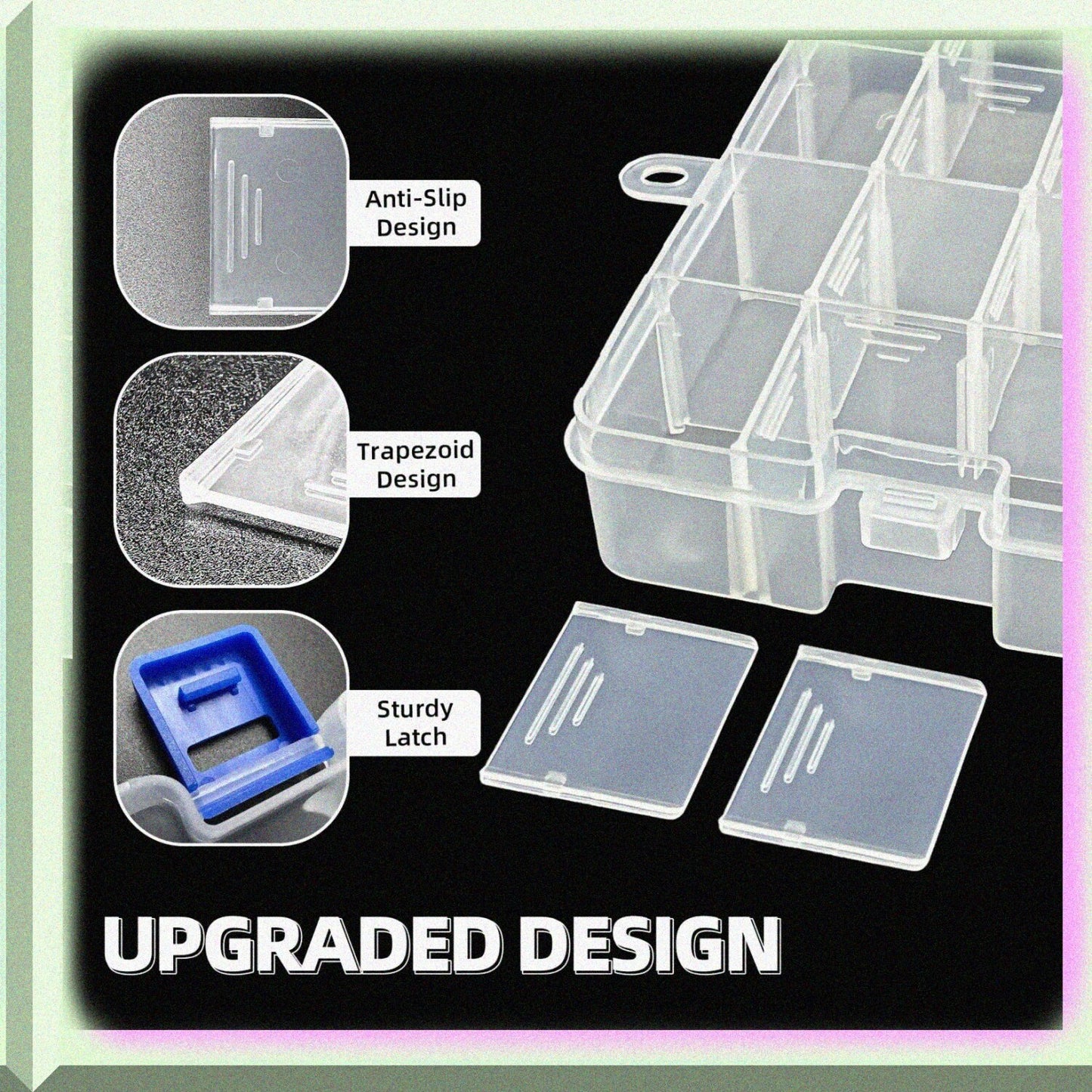 Plastic Organizer Container with 34 Adjustable Dividers, White