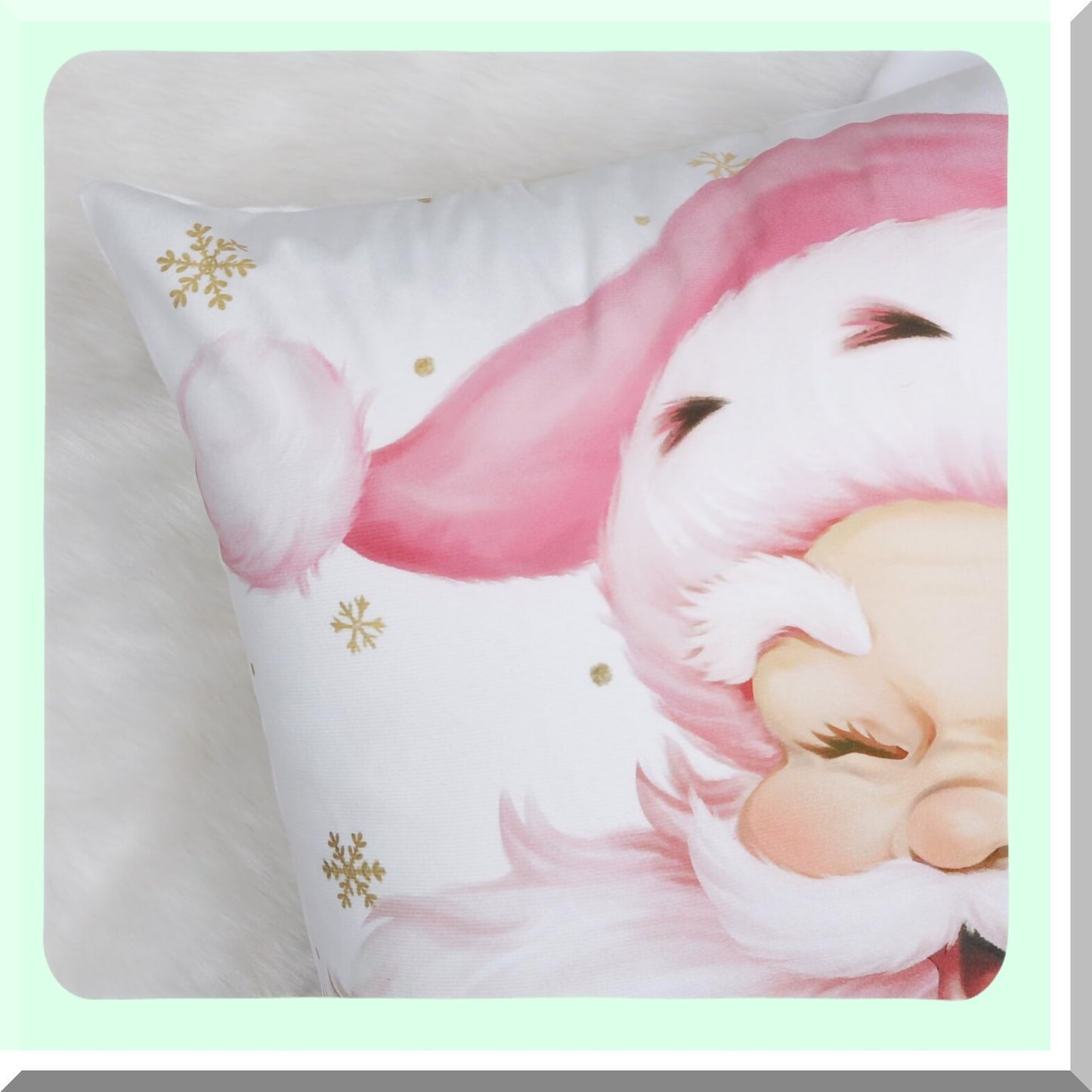 Winter Wonderland Holiday Pillow Covers - Set of 4 Festive Christmas Decorative Cushion Cases for Couch, Sofa, Bed - Pink Snowman Candy Cane Xmas Tree Design - 18x18 Inch