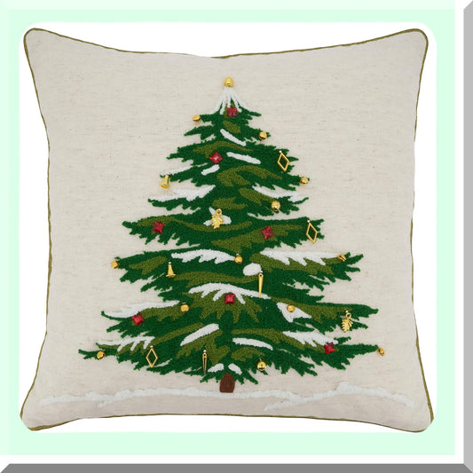 Nature's Embroidered Tree Pillow Cover - 18 Inch - Botanical Collection - Natural Home Decor - Calanthe Inspired - Eco-Friendly Cushion Case