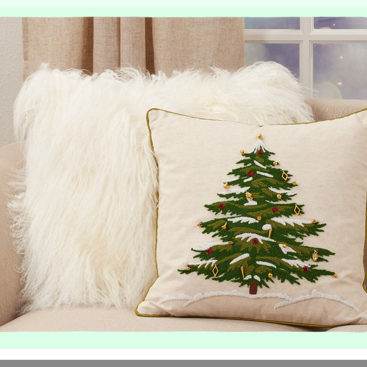 Nature's Embroidered Tree Pillow Cover - 18 Inch - Botanical Collection - Natural Home Decor - Calanthe Inspired - Eco-Friendly Cushion Case