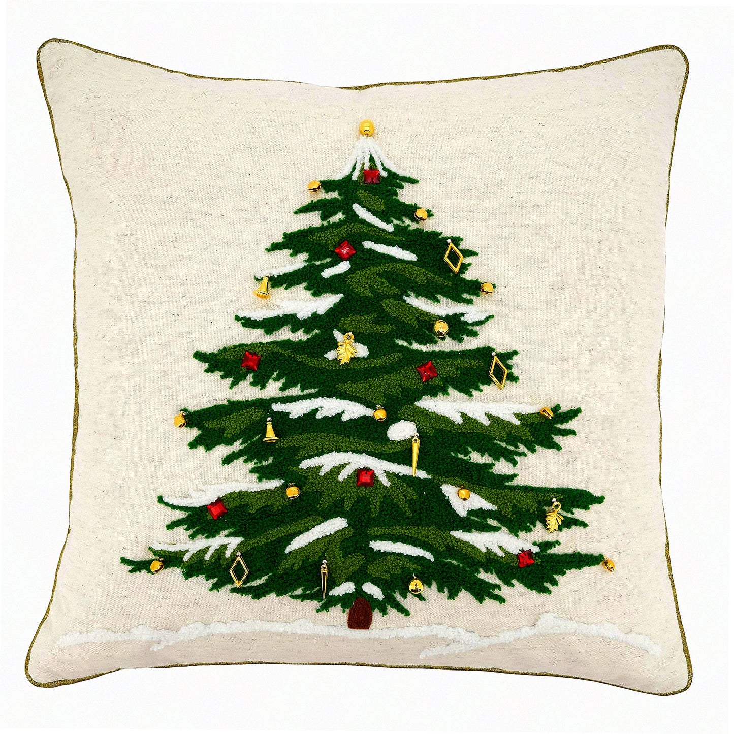 Nature's Embroidered Tree Pillow Cover - 18 Inch - Botanical Collection - Natural Home Decor - Calanthe Inspired - Eco-Friendly Cushion Case