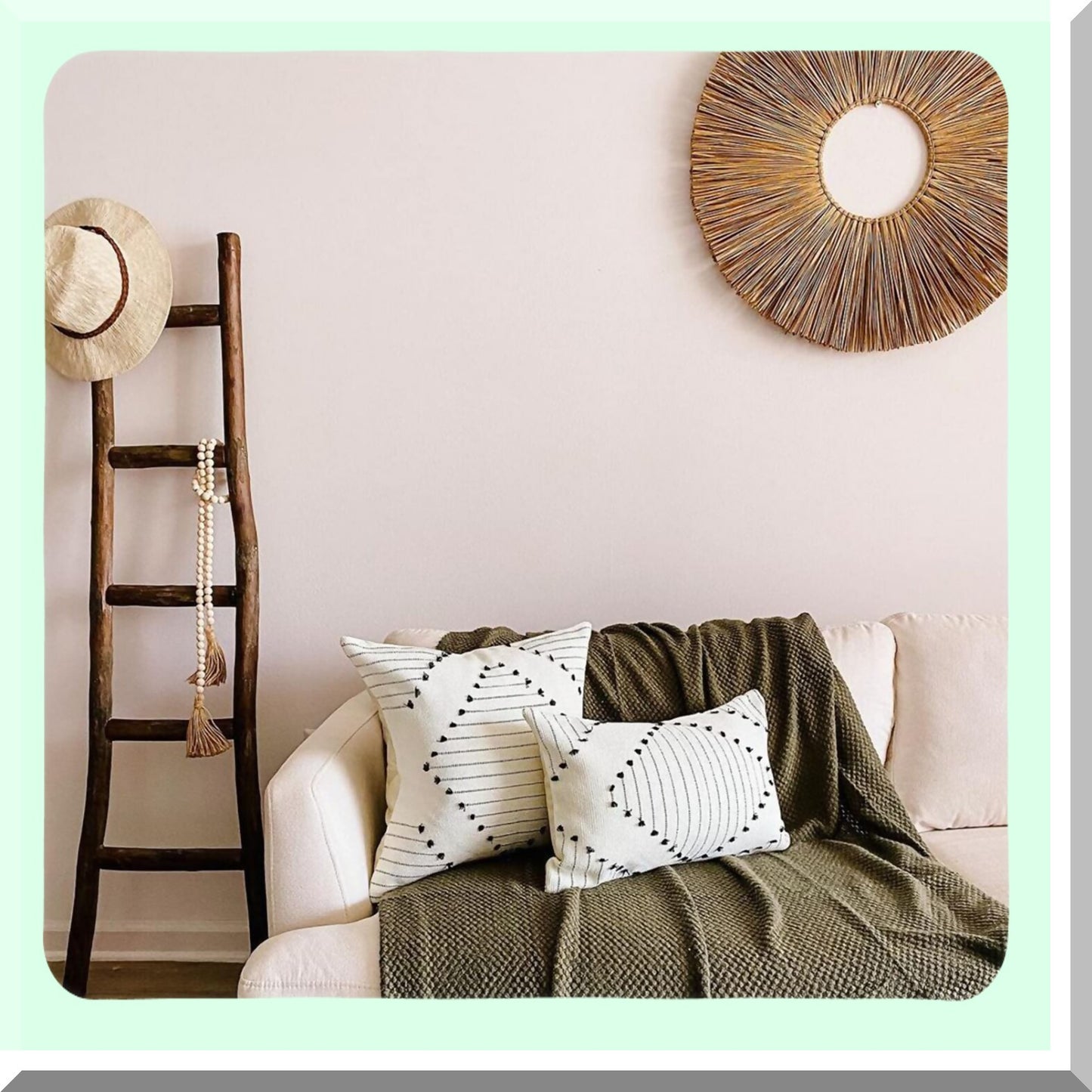 Diamond Boho Farmhouse Pillow Covers - Set of 2 Black & Cream White 22x22 Tufted Decorative Cases for Couch Bed. Large Modern Accent Neutral Cover