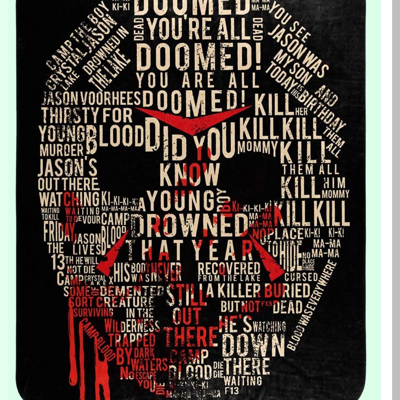 Ultimate Horror Night Jason Vorhees Micro Raschel Throw Blanket 46"x60""