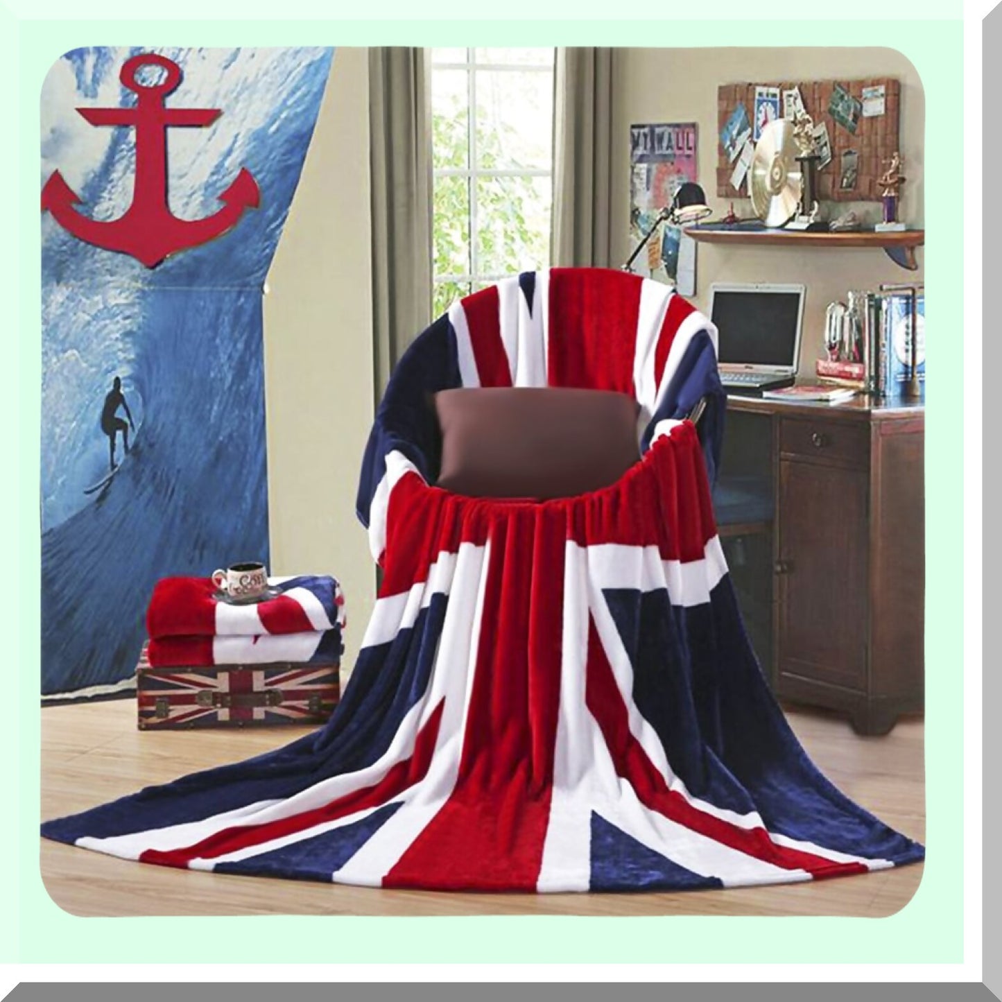 CozyBrit Union Jack Flannel Fleece Blanket - Warm, Comfy, Oversized Throw for Bed, Sofa, Couch, or Travel - 59"x79" British Flag Design for Bedroom & Living Room"