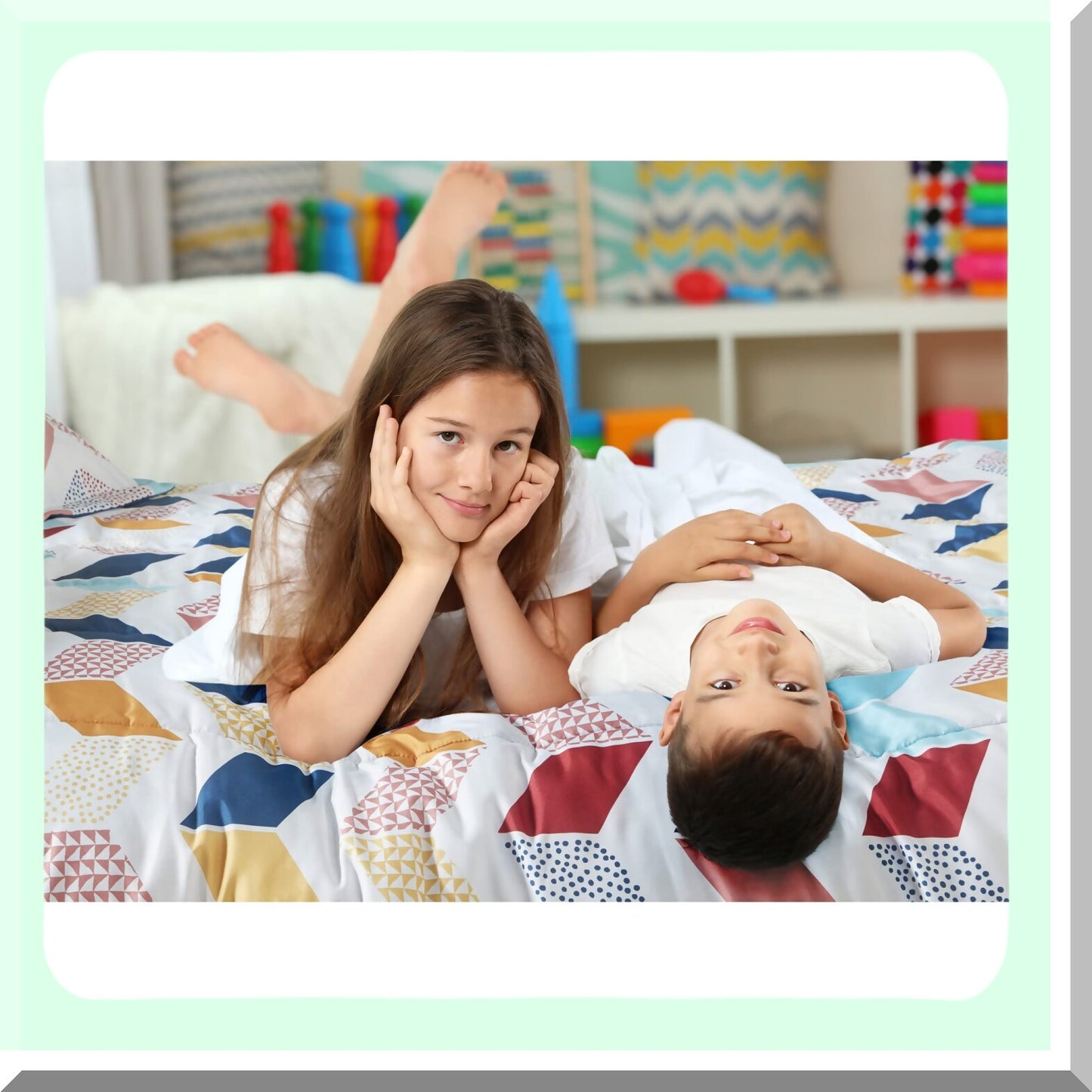 Vibrant Chevron Comforter Set - All Season Down Alternative Bedding with Matching Sham - Twin/Twin XL - Cozy Ruching Design - Multi/Aqua - 2 Piece