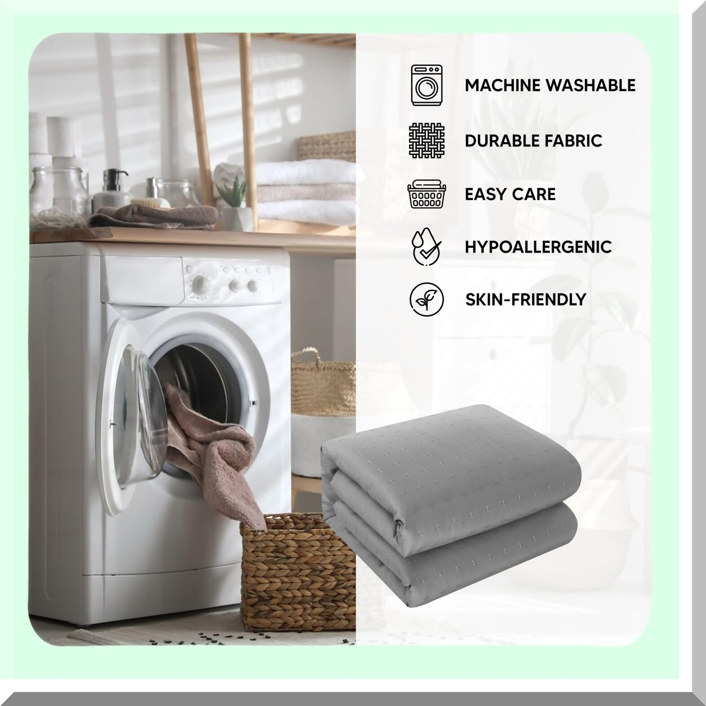 Country Charm Twin Comforter Set - 4 Piece Bedding Bundle with Pleated Design, Decorative Pillows, and Sham in Grey Color Palette