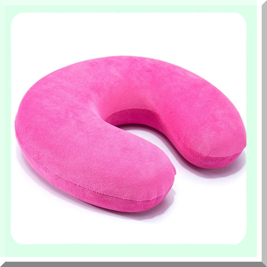 MemoryFoam U-Shape Neck Support Pillow - Comfortable Head Cushion for Travel, Office, Car, Outdoors & Home - Pink Restful Pillow