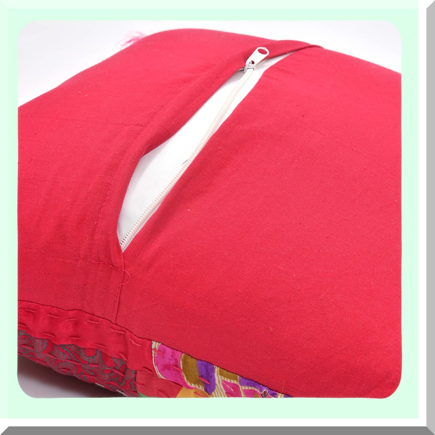 Colorful Boho Floral Silk Cushion Cover Set - Set of 5 Decorative Ethnic Square Throw Pillow Cases for Sofa Home Decor