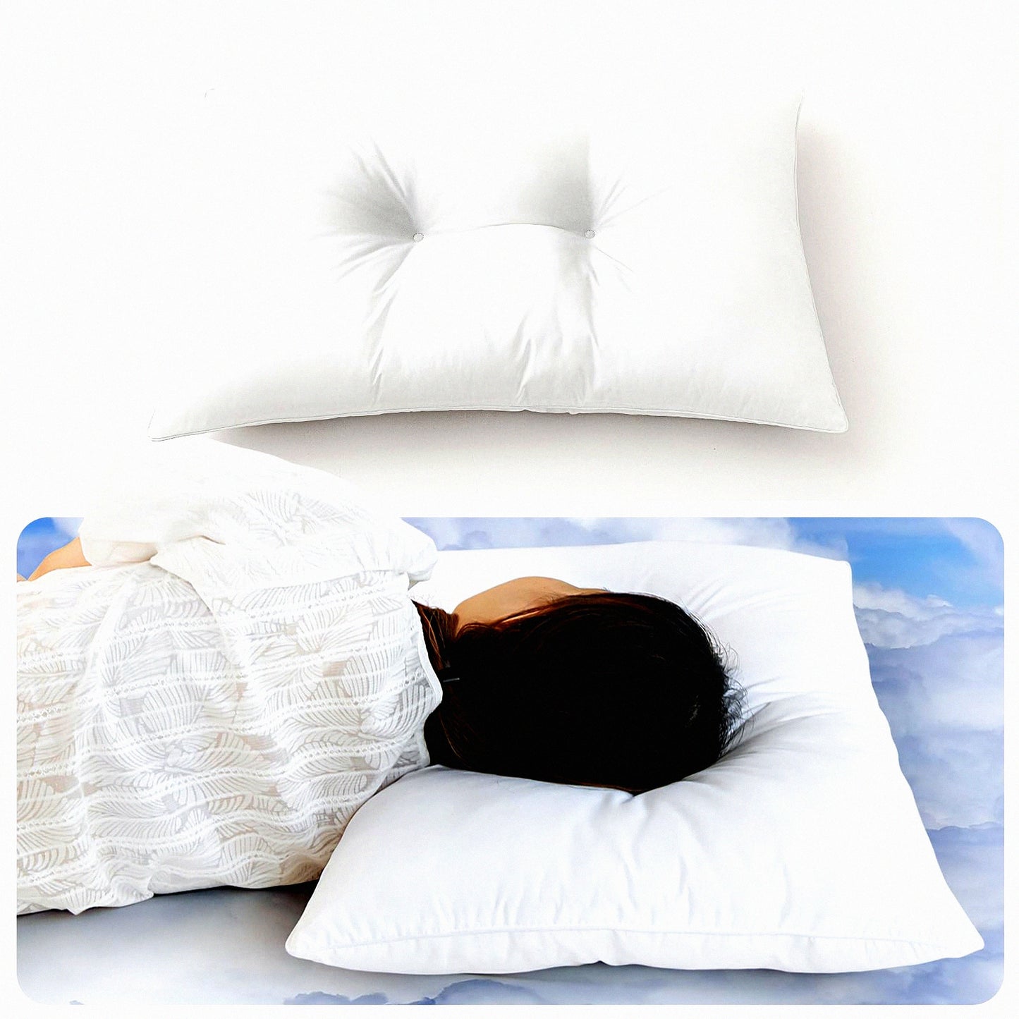 SleepGuard Comfort Pillows - 2 Pack | Back & Side Sleeper Ear Protection | Thin Medium Support with Concave Design | Soft & Elastic | Queen Size 20 x 30 in | White Color | Set of 2