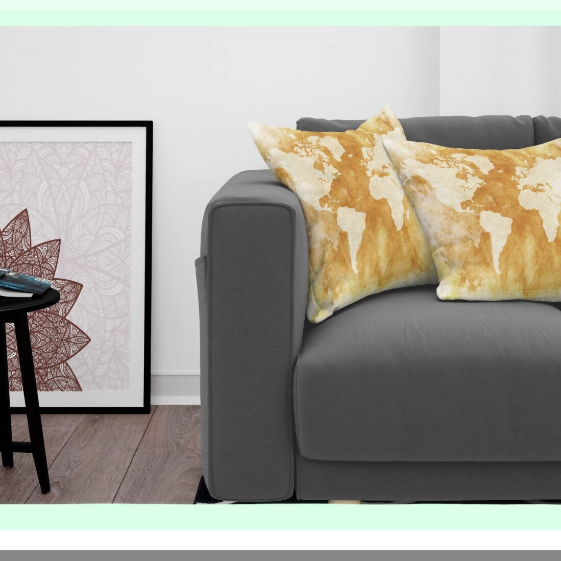 Vintage Map Decorative Pillow Cover Set - Retro Distressed Design for Couch or Bedroom - Pack of 2 Cushion Cases in Cream Tan - 18 Inch Square