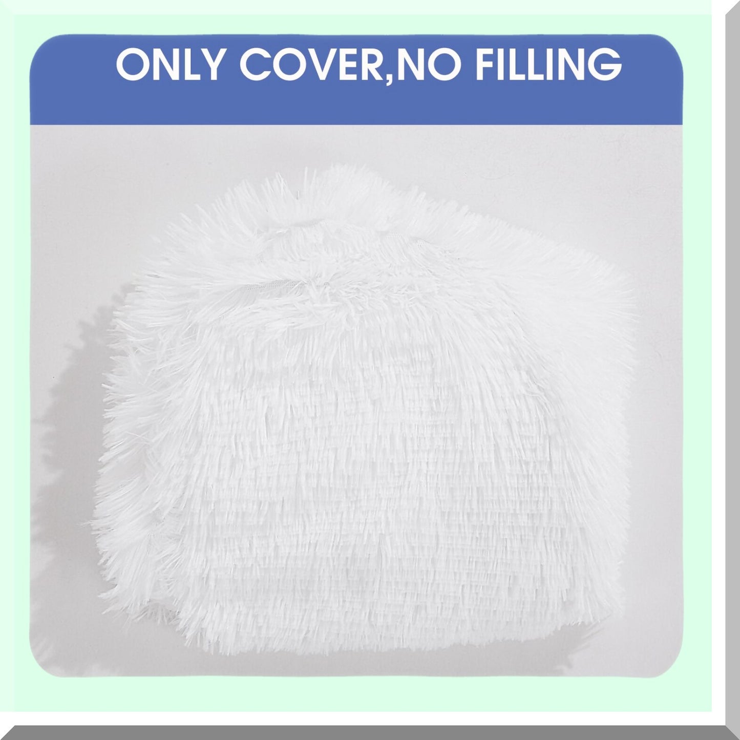 Fuzzy White Ottoman Pouf Cover - Round Foot Stool & Storage - 20"x20"x12" Floor Bean Bag - Living Room, Bedroom, Office - No Filler - Foot Rest Cover