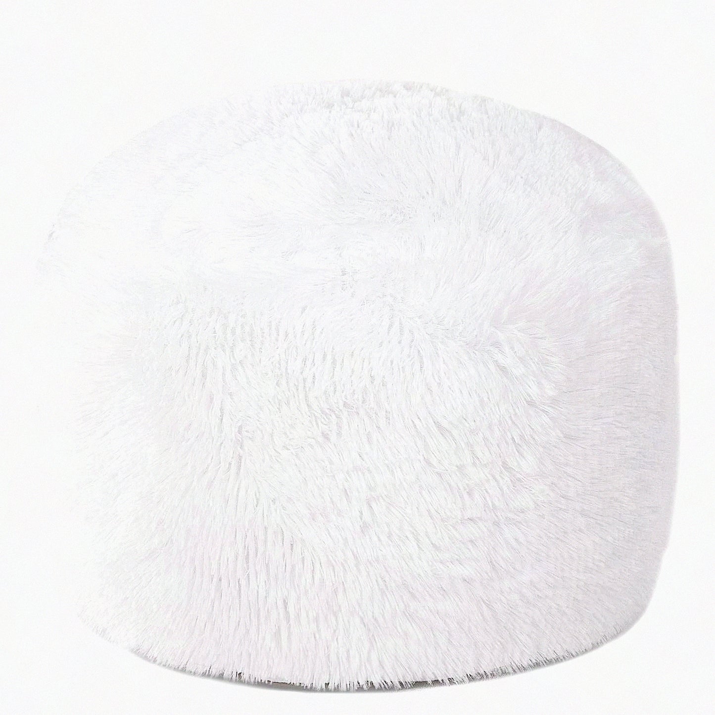 Fuzzy White Ottoman Pouf Cover - Round Foot Stool & Storage - 20"x20"x12" Floor Bean Bag - Living Room, Bedroom, Office - No Filler - Foot Rest Cover