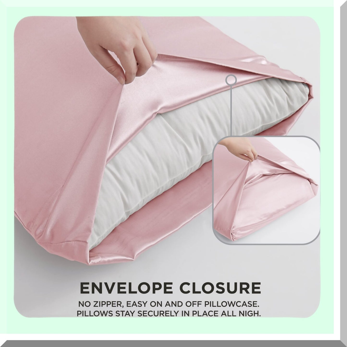 Silky Hair-Saving Pillowcase Set - Pink Cooling Covers - Envelope Closure - Size 2 - Hair Protection - Smooth Sleep - Satin Pillowcases