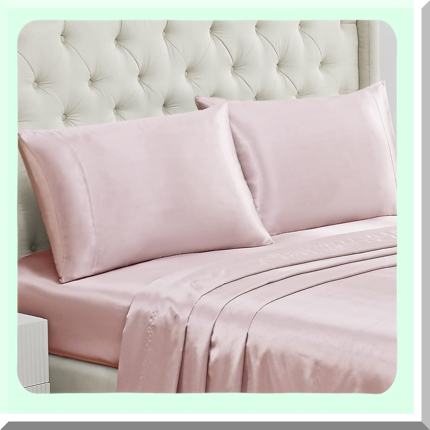 Silky Hair-Saving Pillowcase Set - Pink Cooling Covers - Envelope Closure - Size 2 - Hair Protection - Smooth Sleep - Satin Pillowcases