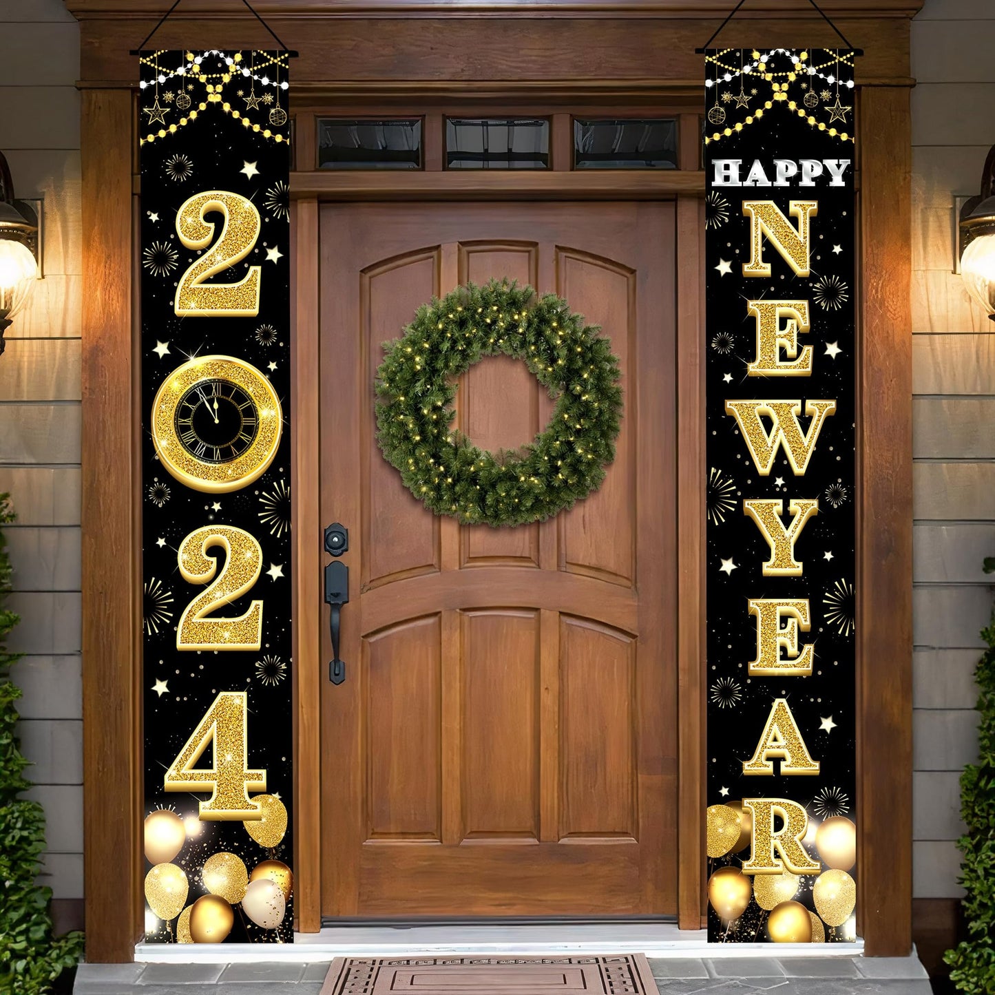 New Year Mega Banner - 72x12 Inch Happy New Year Door Decorations & Eve Party Supplies 2024 - XtraLarge New Years Decor Banner