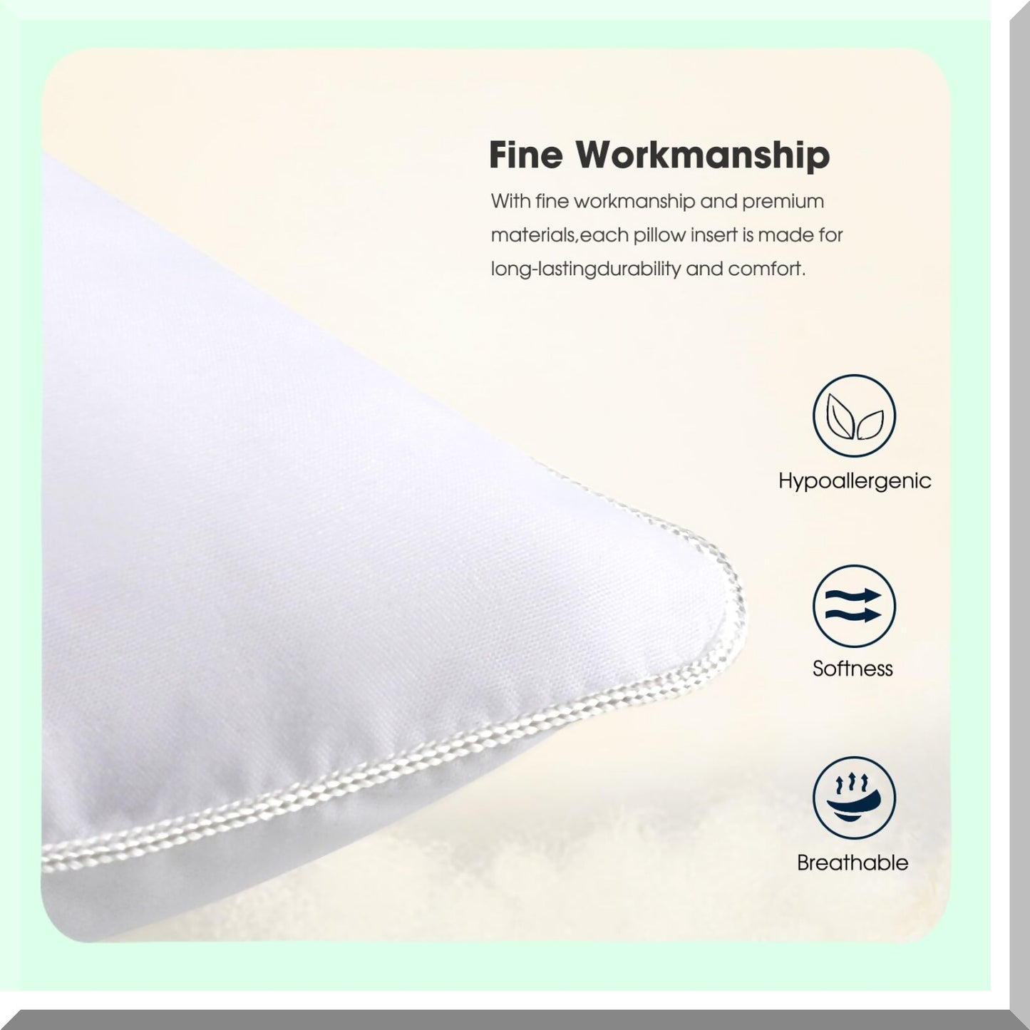 UltraSoft White Pillow Inserts - 20x20 Inches (Pack of 2) | Hypoallergenic Decorative Stuffer Pillows | Lightweight Down Alternative Sham Stuffer | Square Poly Fill Cushions