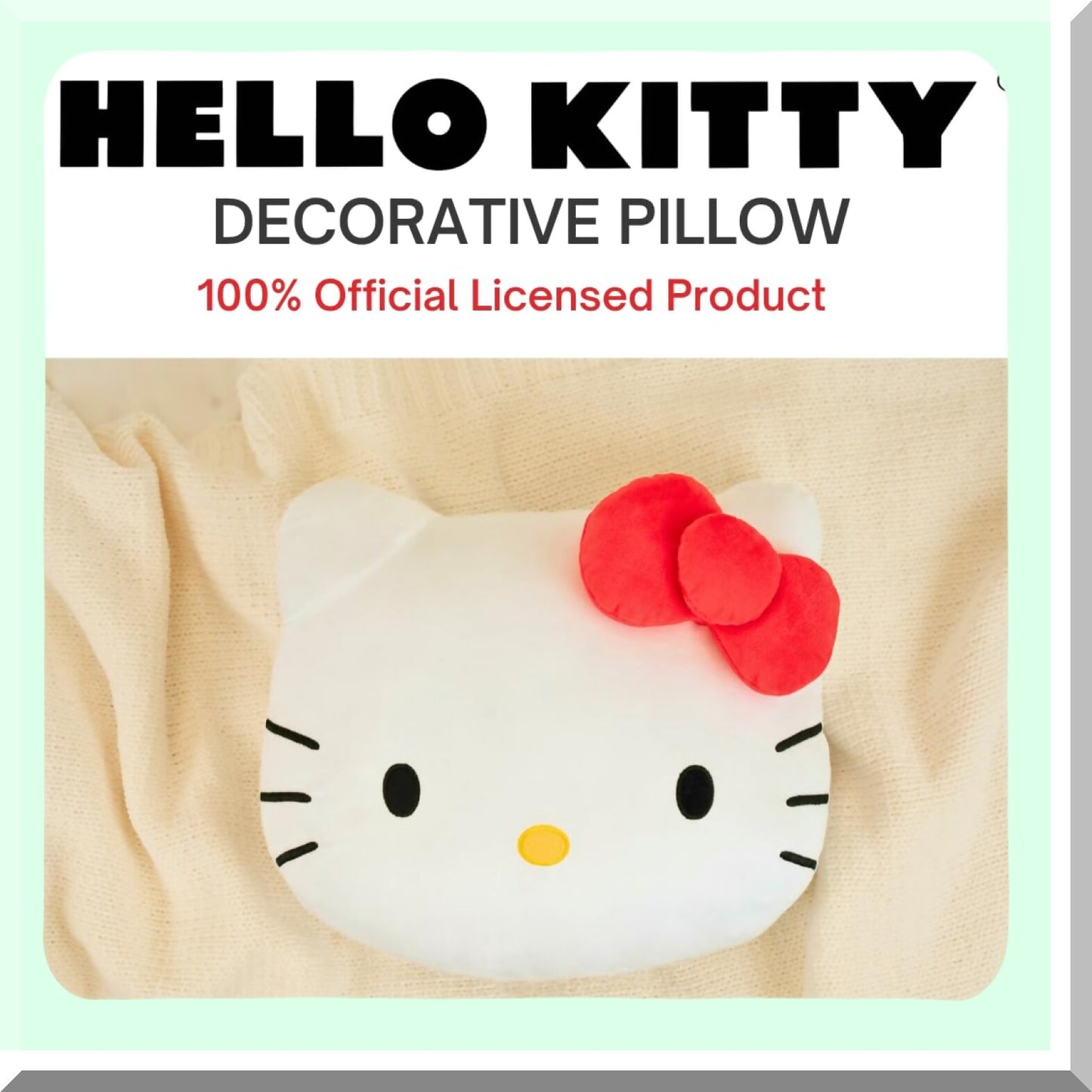Super Plush Hello Kitty Throw Pillow - Soft Decorative Bedding, 16" Inch - Officially Licensed Cozy Cushion for Kids and Adults - Cute and Comfy Home Decor Accessory