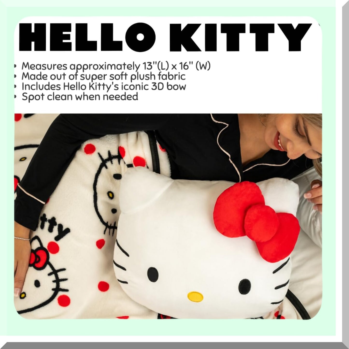 Super Plush Hello Kitty Throw Pillow - Soft Decorative Bedding, 16" Inch - Officially Licensed Cozy Cushion for Kids and Adults - Cute and Comfy Home Decor Accessory