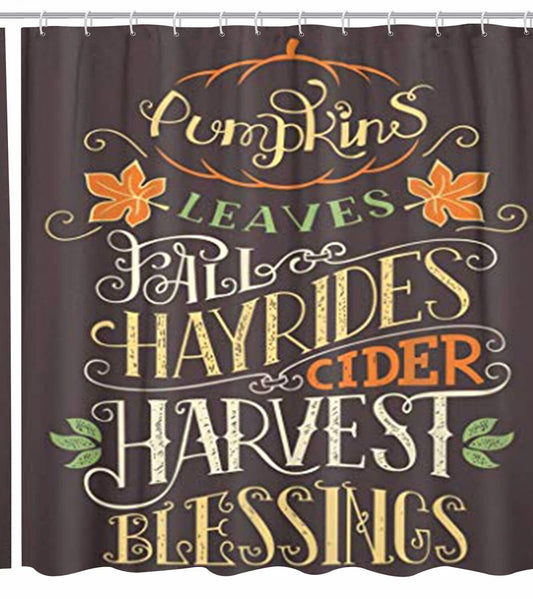 Pumpkins Leaves Fall Hay Rides Cider Shower Curtain