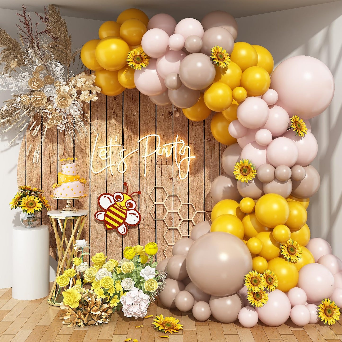 Mustard Yellow and Beige Balloon Garland Kit for Parties