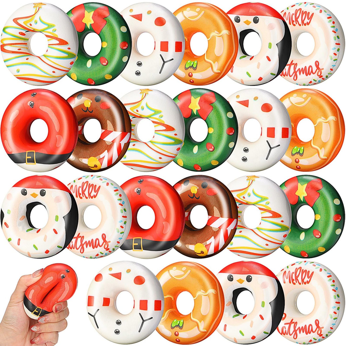 Donut Bliss Stress Relief Balls - 24 Pack Slow Rising Toy Party Favors for Girls Boys Adults - Novelty Squeeze Foam Donuts for Stress Relief Gifts