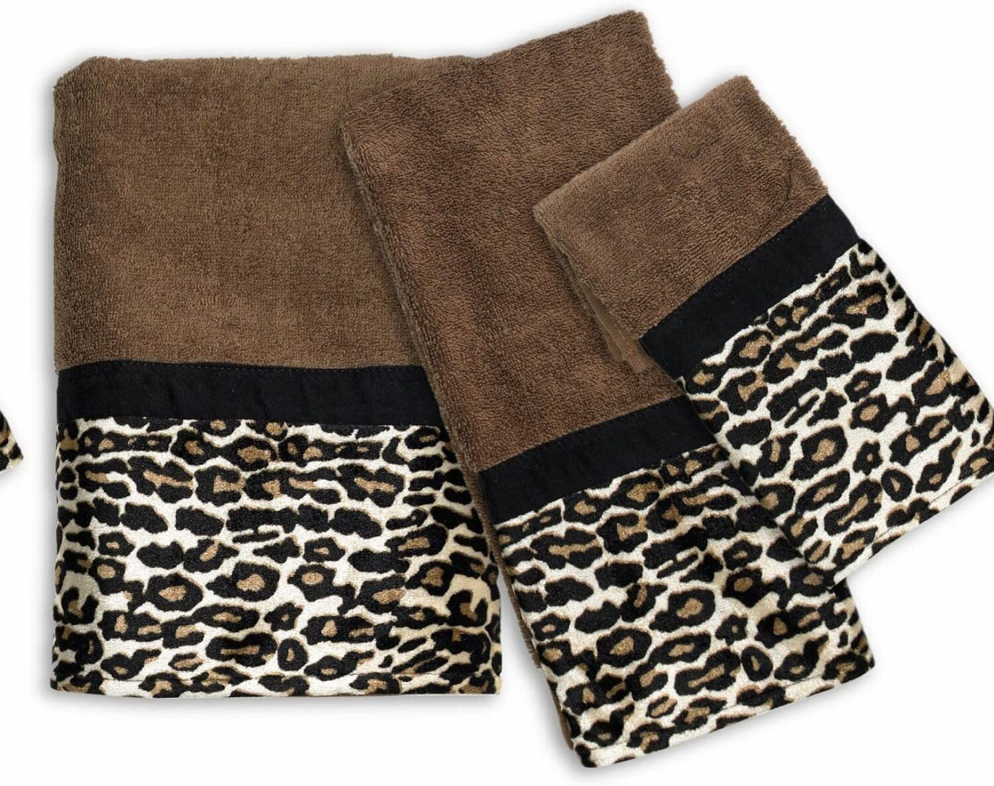 Jezella Collection 3-Piece Animal Print Towels Brown
