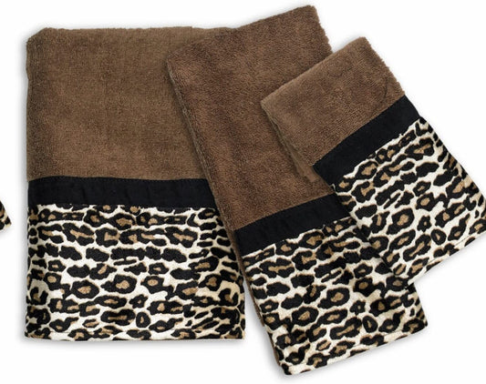 Jezella Collection 3-Piece Animal Print Towels Brown