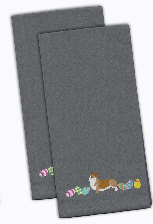 Gray Embroidered Towel Set of 2 19x25