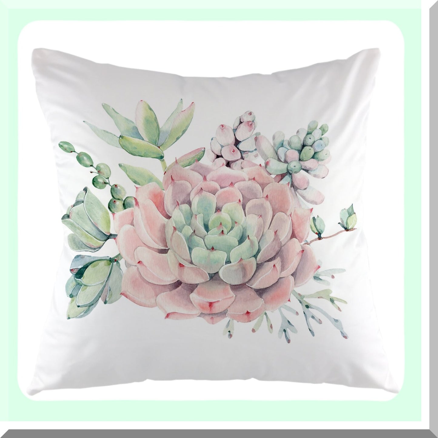 Botanical Bliss Pillow Cover - Plant Leaves Decorative Cushion Case 18"X18" Pink Green - Floral Square Throw Pillow Cover