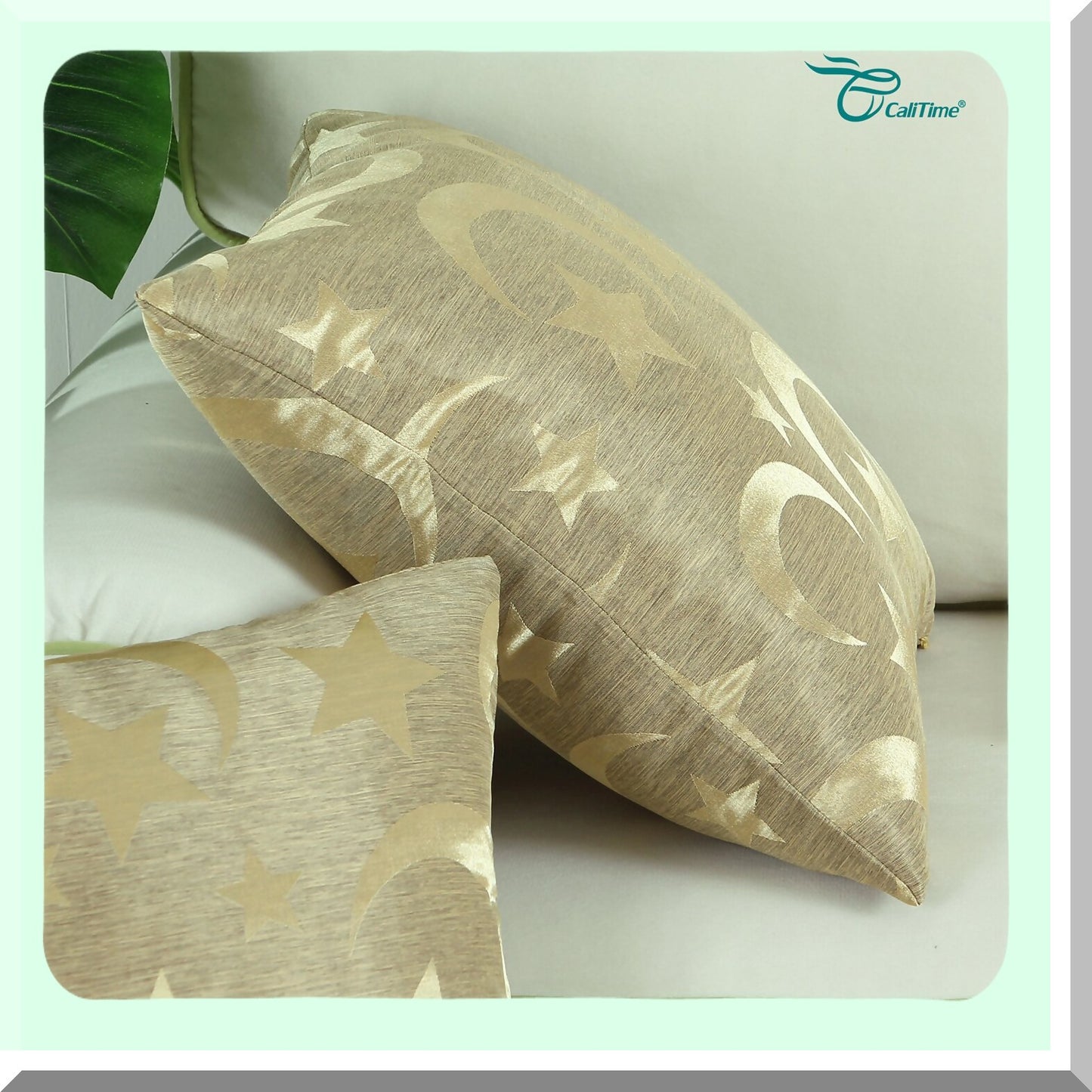 Starlight Duality Pillow Covers - Set of 2 Modern Shining & Dull Contrast Cases for Couch Sofa Home Decor, Moon & Stars Design, 18x18 Inches Gold