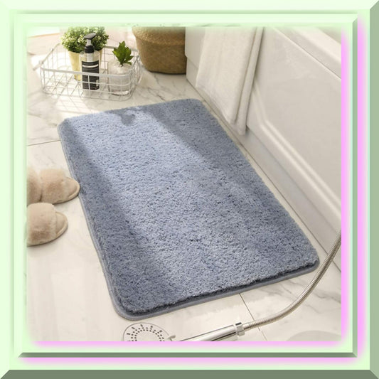 Non Slip Microfiber Bathroom Mat Light Grey 16x24