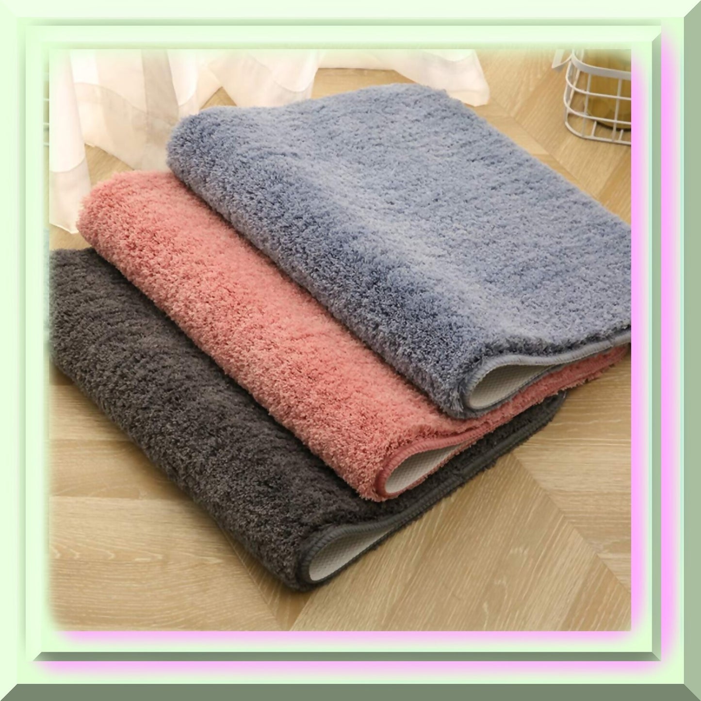Non Slip Microfiber Bathroom Mat Light Grey 16x24