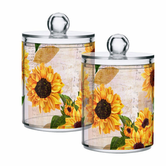 2 Pack Clear Plastic Qtip Dispenser Jars 14 oz