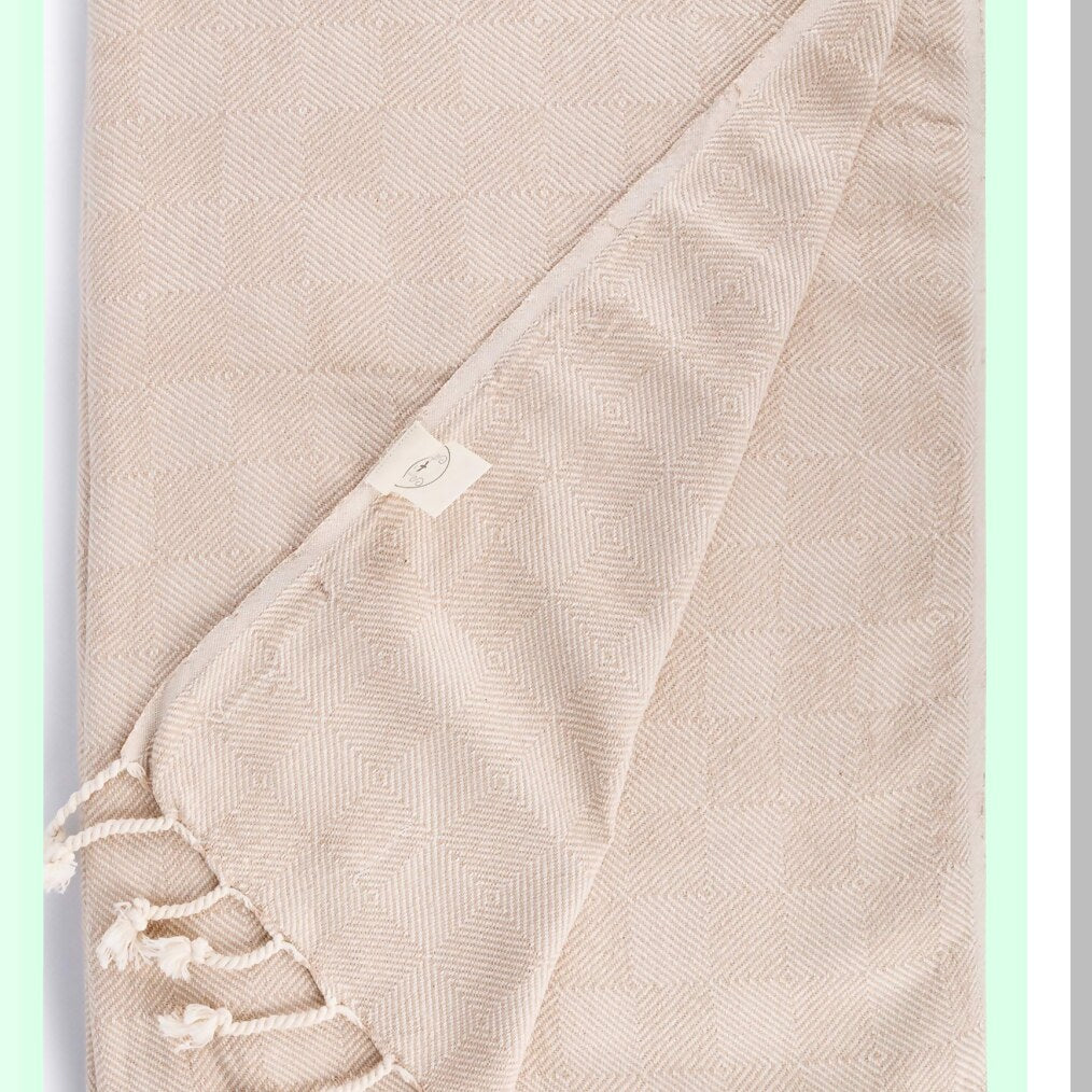 PureComfort XL Cotton Throw Blanket Towel - 60x90 Inches, Beige