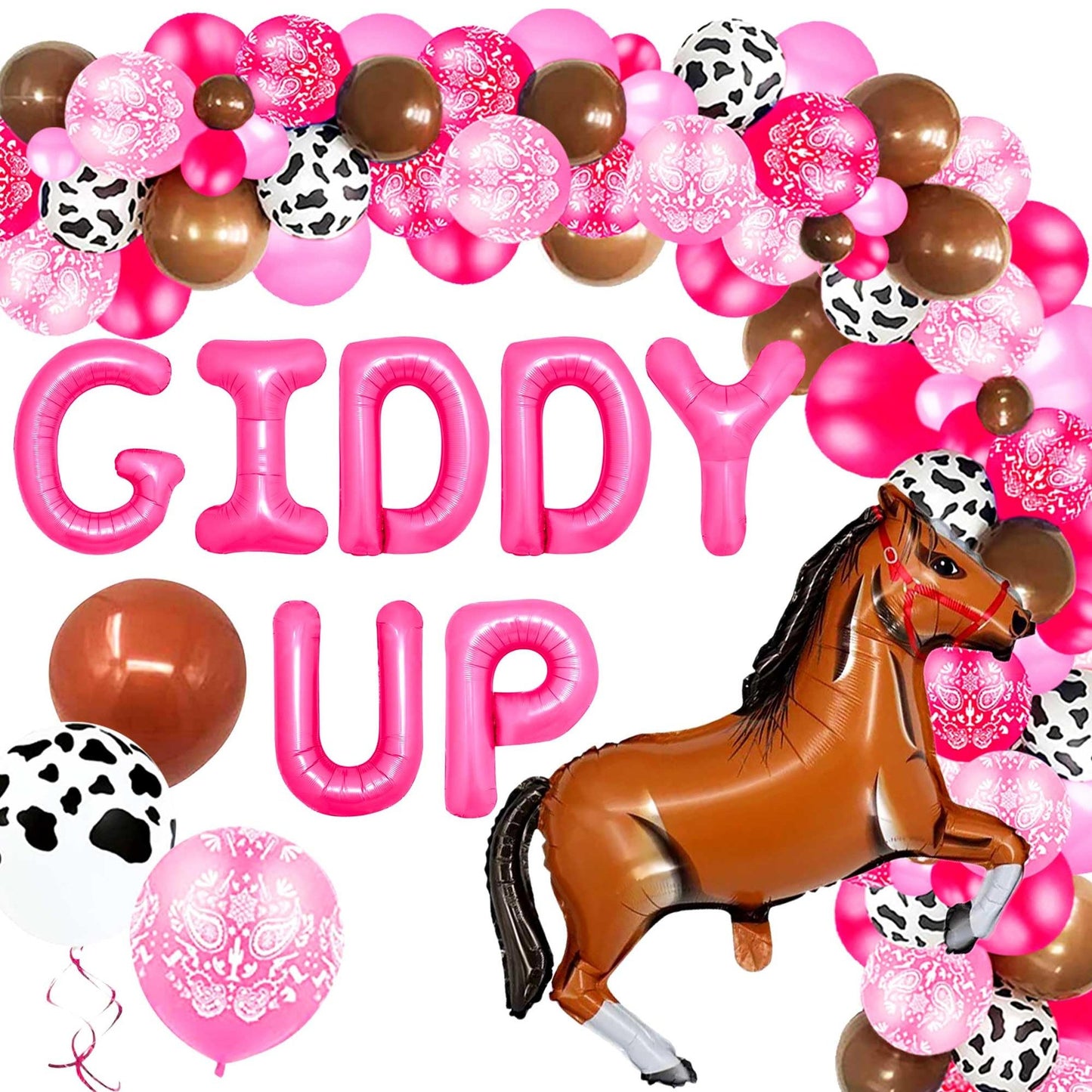 Rodeo Cowgirl Balloon Arch Kit - Western Horse Themed Party Decor Set for Girl's First Birthday Celebration - DIY Balloon Garland Decoration