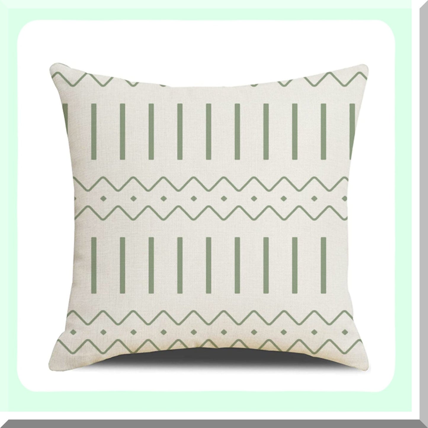 Boho Farmhouse Linen Pillowcase Set - 18x18 Inch Square Cushion Covers (Pack of 4) - Neutral Decorative Throw Pillow Covers