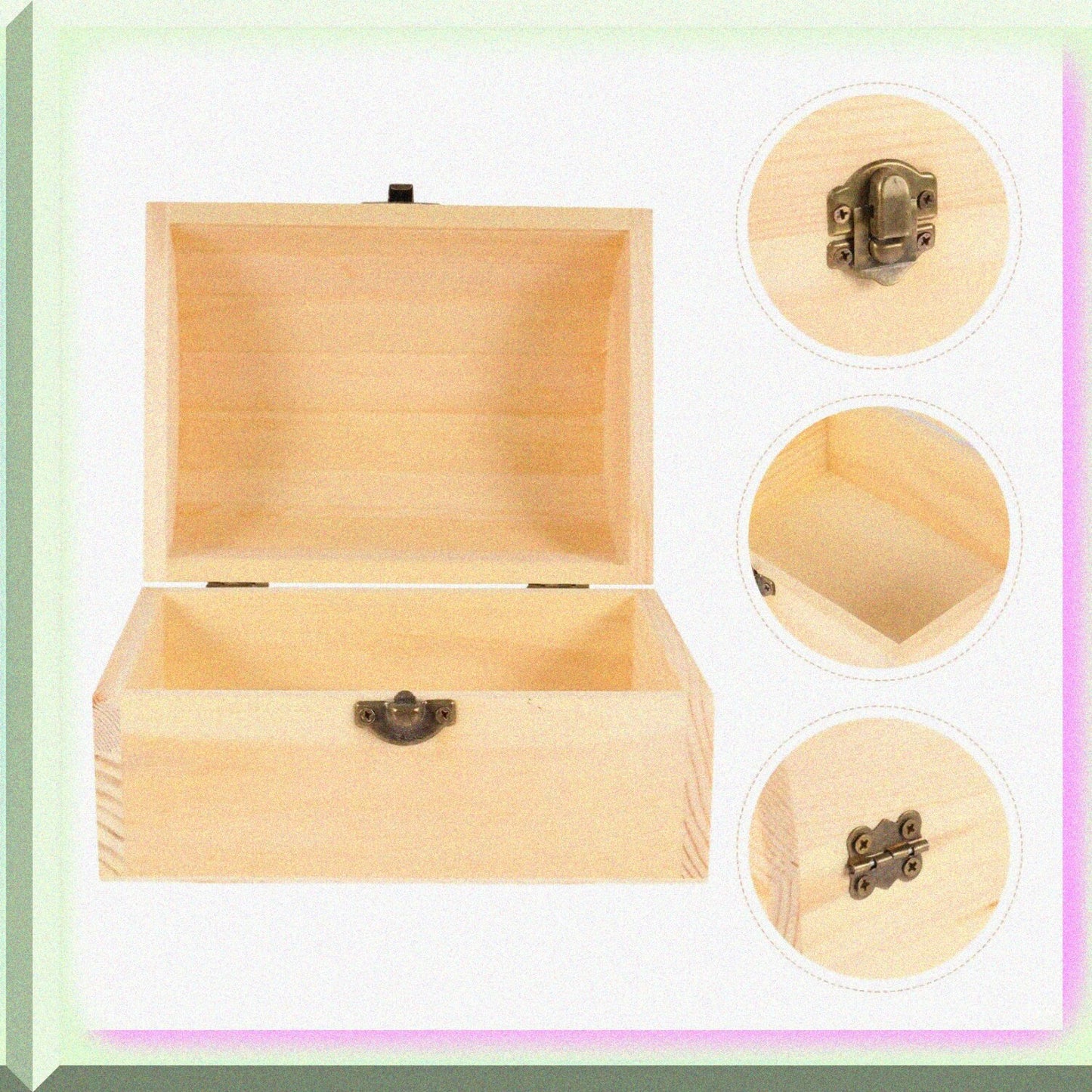 Unfinished Wooden Storage Box 6.3"x4.53"x4.72"