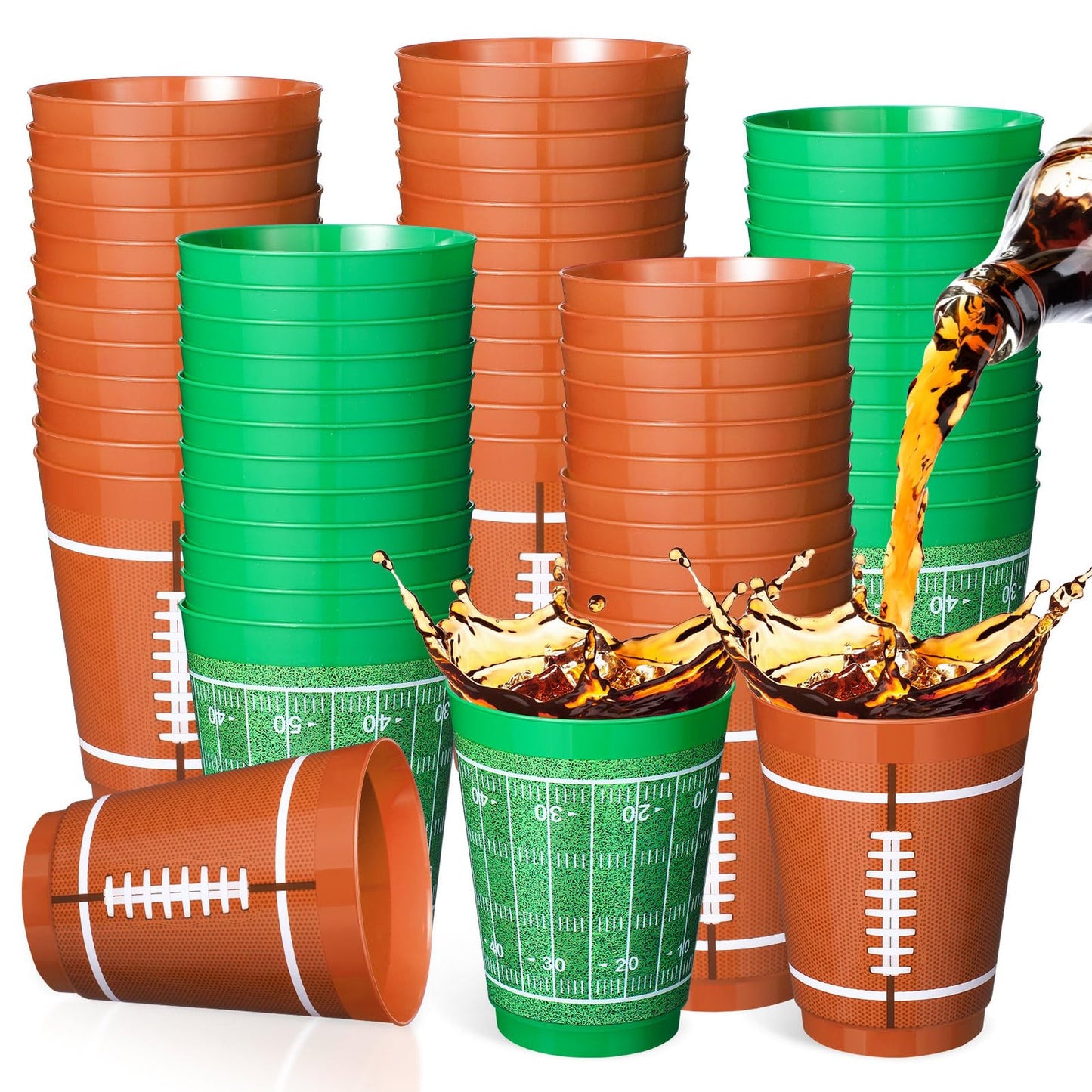 Football Fun Pack - 24 Reusable Frosted Cups for Kids Game Birthday Decorations. Perfect for Football Theme Parties and Favors!