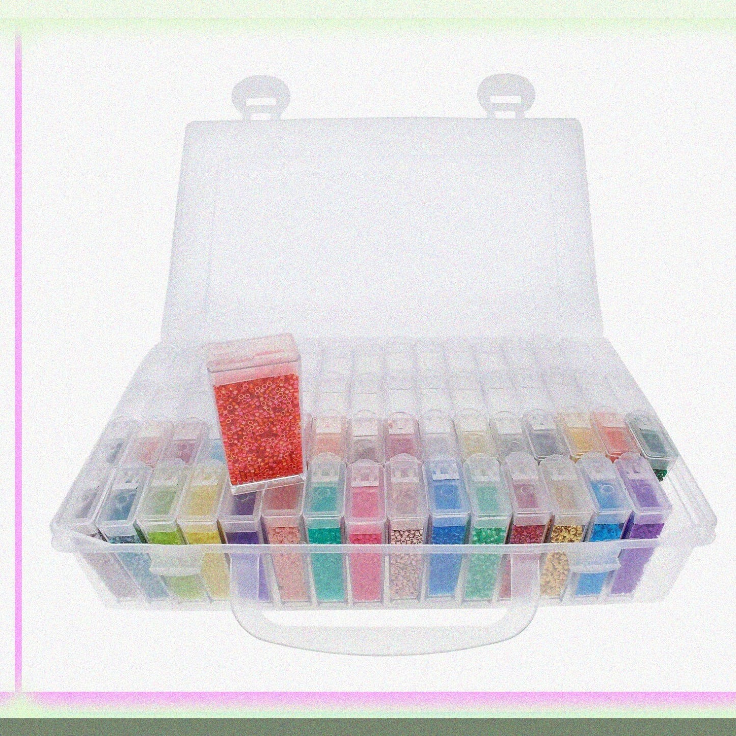 Personality Clear Storage Case with 64 Flip Top Boxes