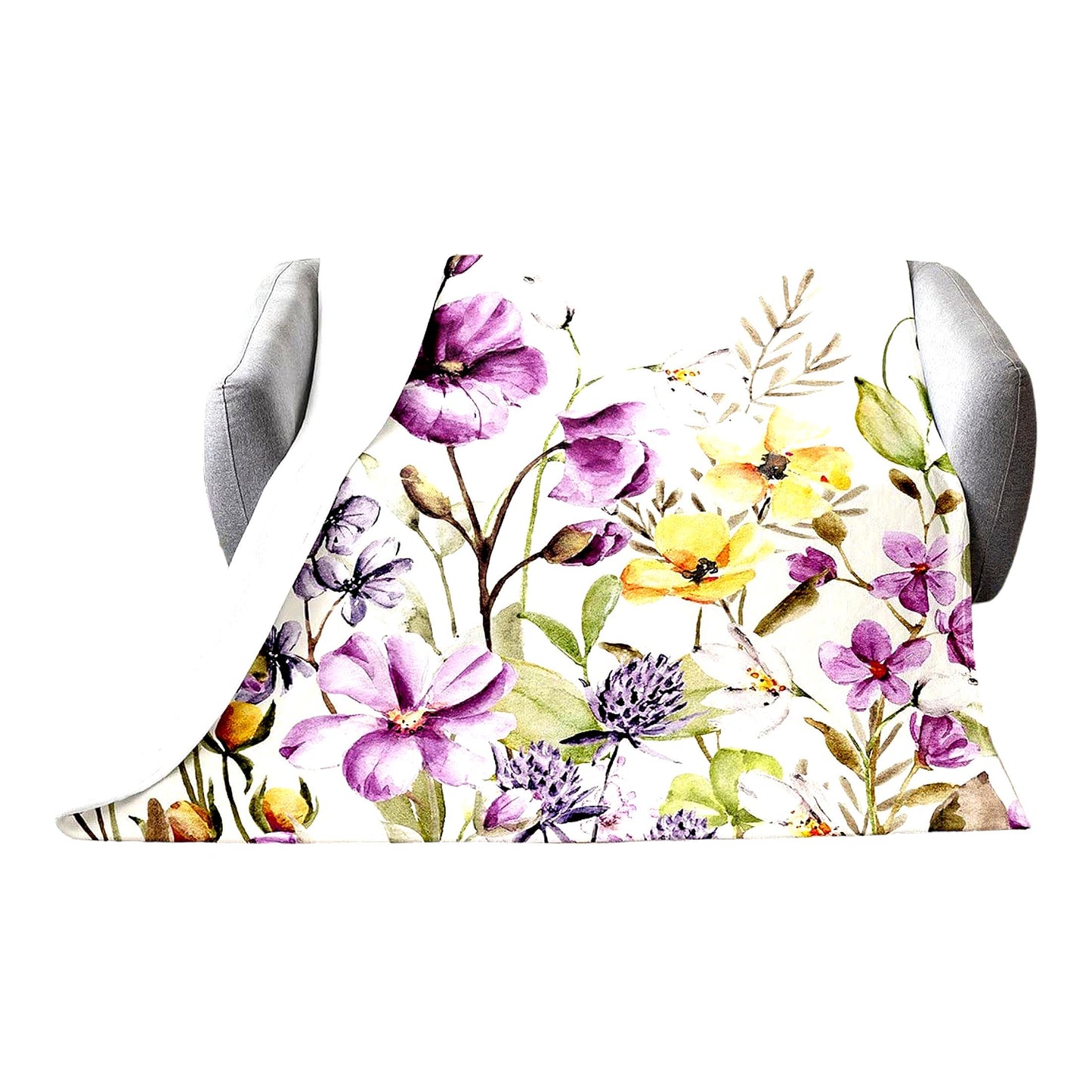 BlossomCozy All-Season Floral Fleece Throw - Soft Botanical Bed Blanket for Sofa & Bedroom Decor, 30"x40", Purple Yellow Green"