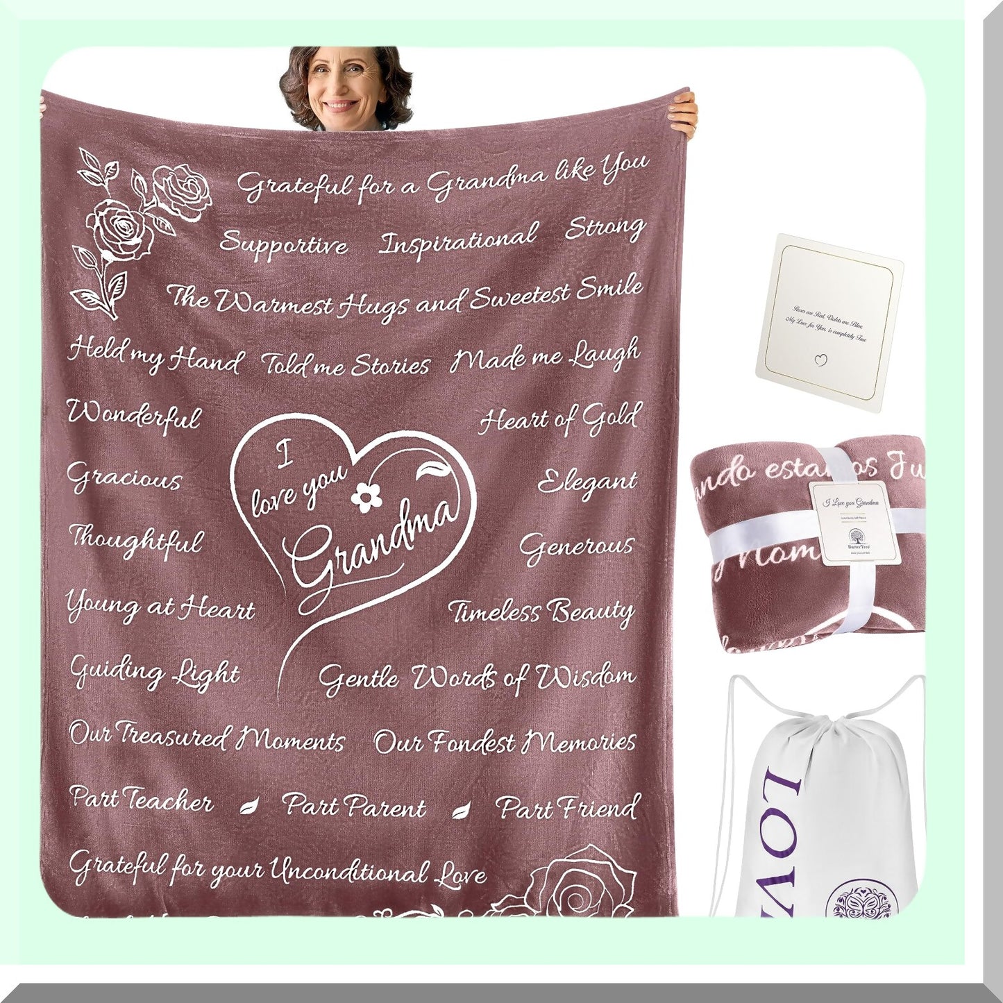 CozyEmbrace Grandma Throw - Perfect Birthday Gift from Grandkids, Soft Taupe Blanket 65x50