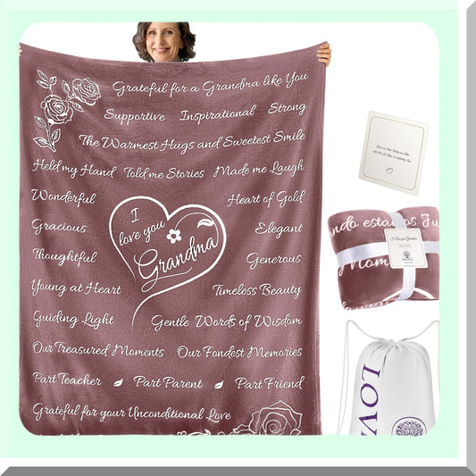 CozyEmbrace Grandma Throw - Perfect Birthday Gift from Grandkids, Soft Taupe Blanket 65x50
