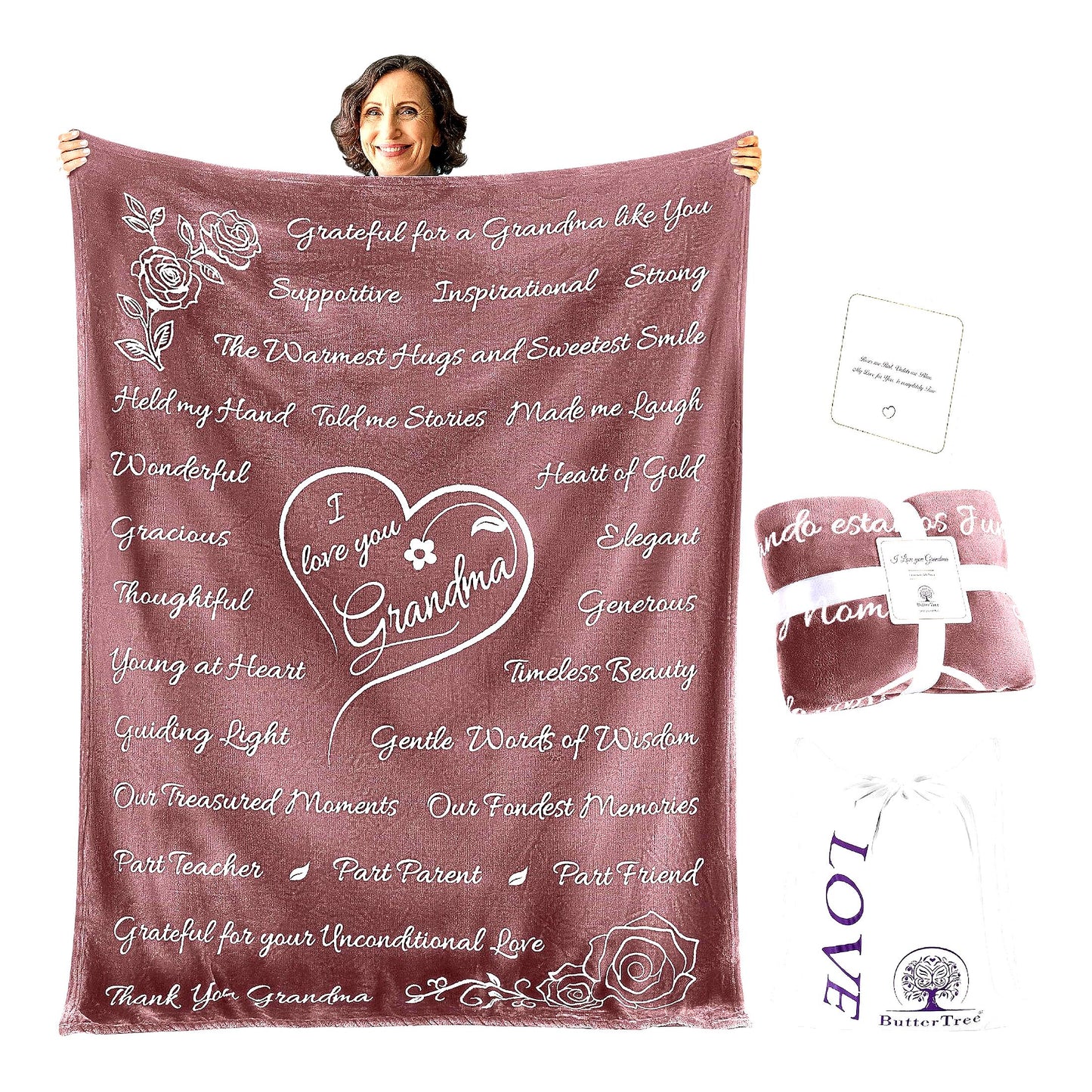 CozyEmbrace Grandma Throw - Perfect Birthday Gift from Grandkids, Soft Taupe Blanket 65x50